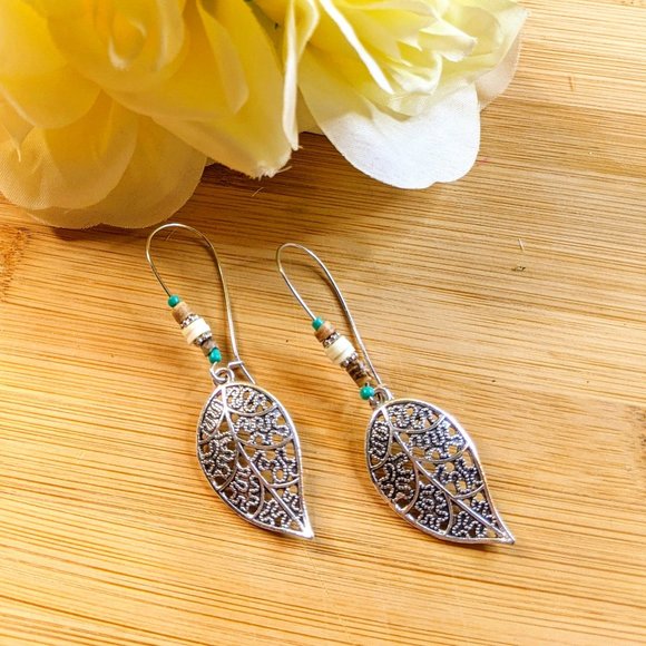 PLANET BOHO SHOP Jewelry - BOHO SILVER BEADED DROP EARRINGS + FREE GIFT
